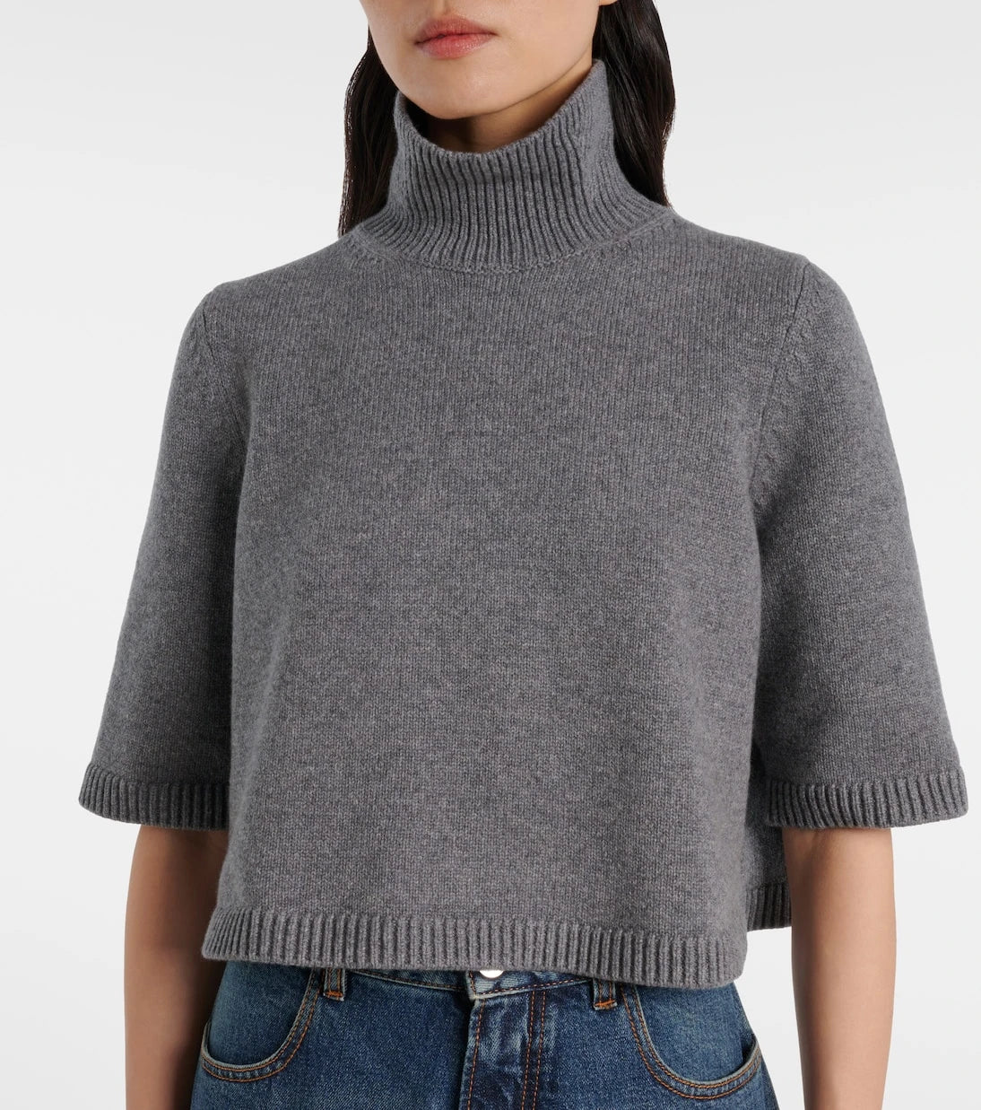 Alaïa - Kısa kesim kaşmir karışımlı boğazlı üst