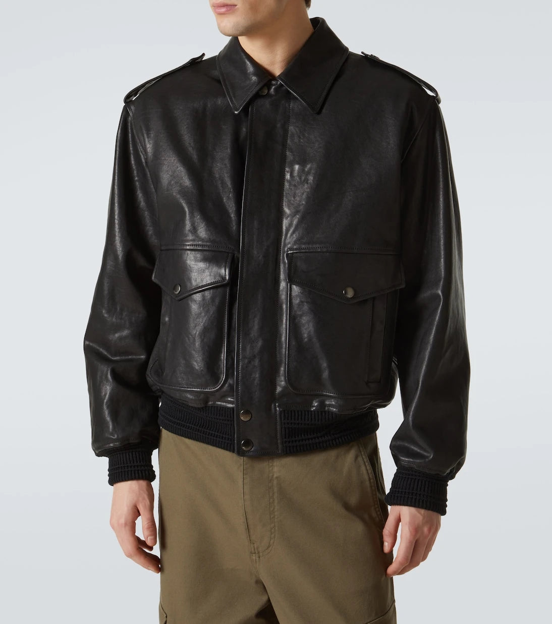 Burberry - Leather bomber jacket