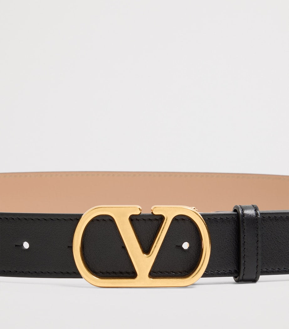 Valentino Garavani Black Reversible VLogo Signature Belt
