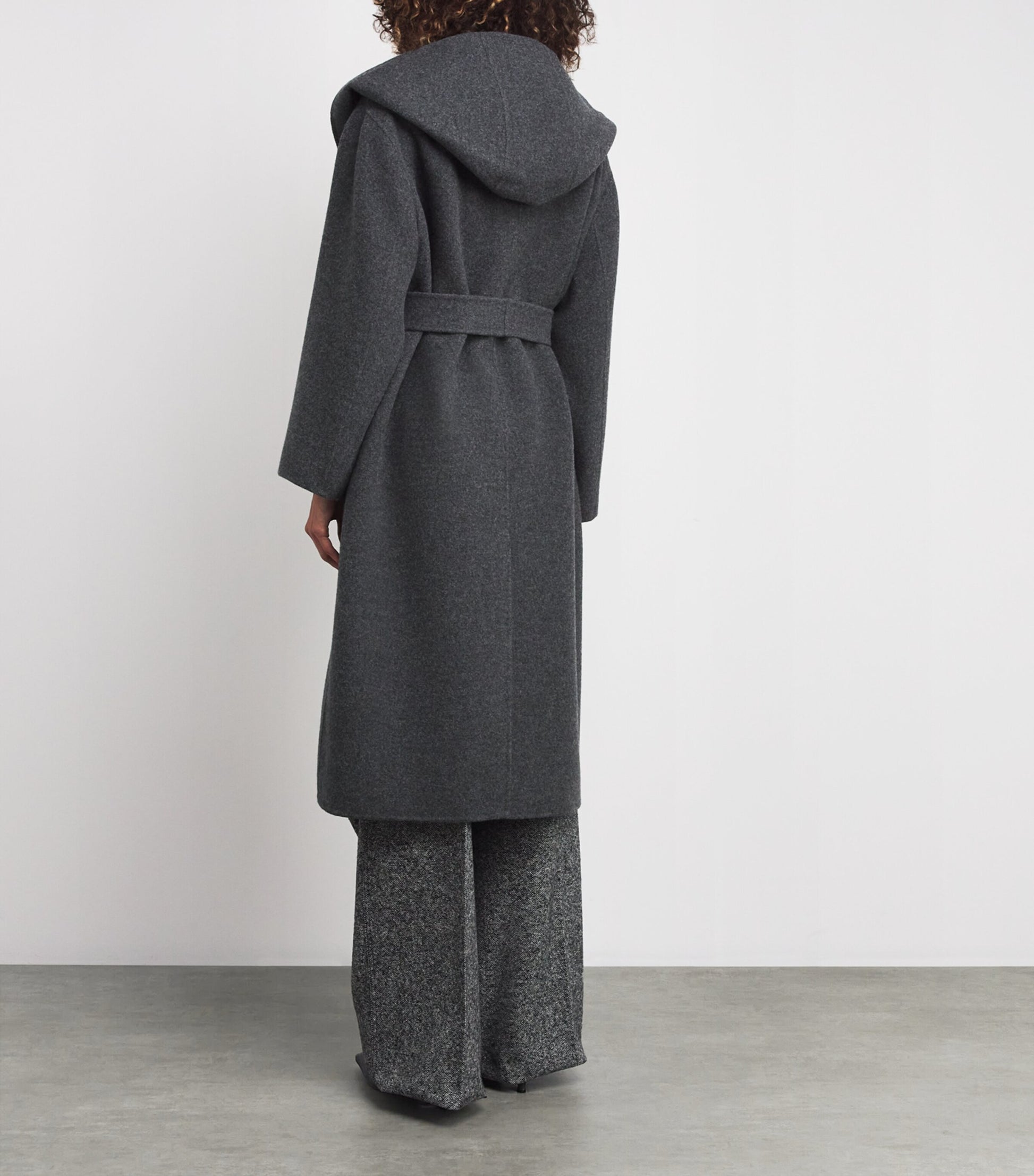 Max Mara Grey Virgin Wool-Cashmere Hooded Coat