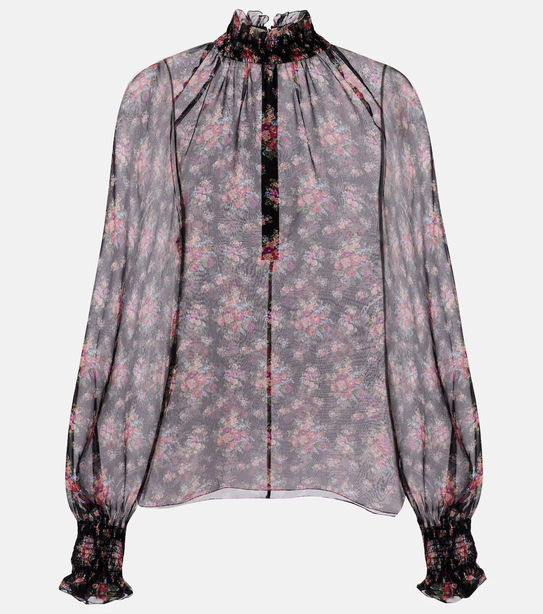 Dolce&Gabbana - Floral ruffled sheer silk blouse