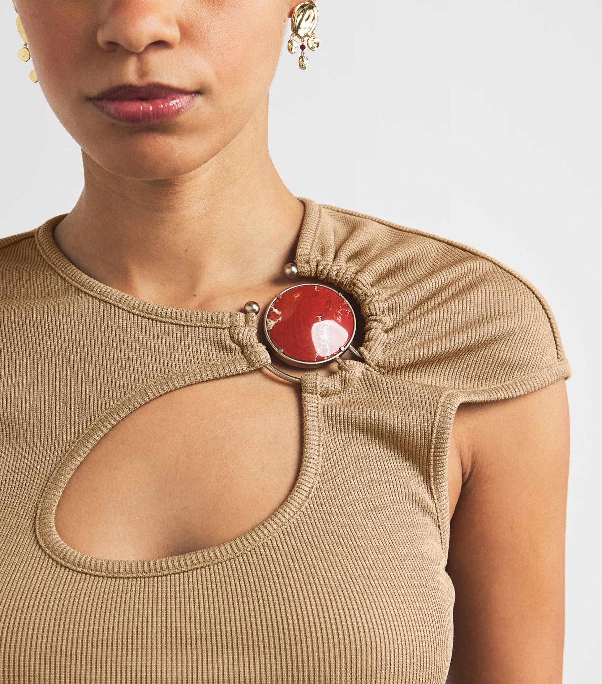 Mineral Stone-Detail Cut-Out T-Shirt