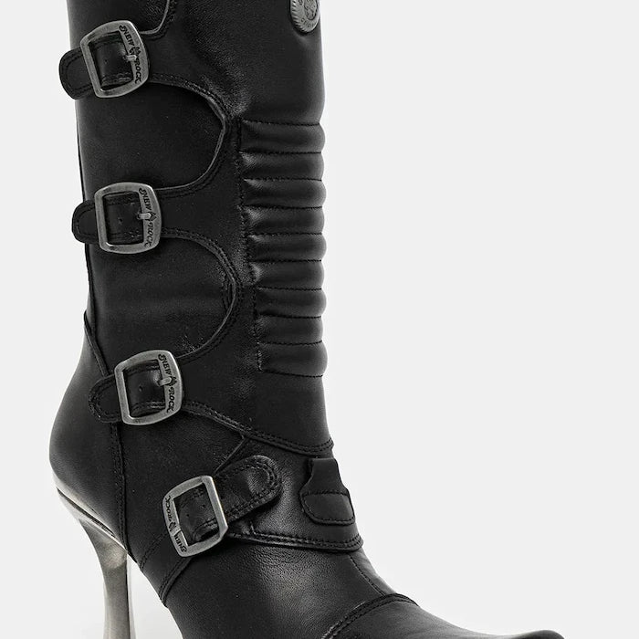 New Rock Crust Negro, Malicia Negro Tacon Caribe Acero Deri Botlar