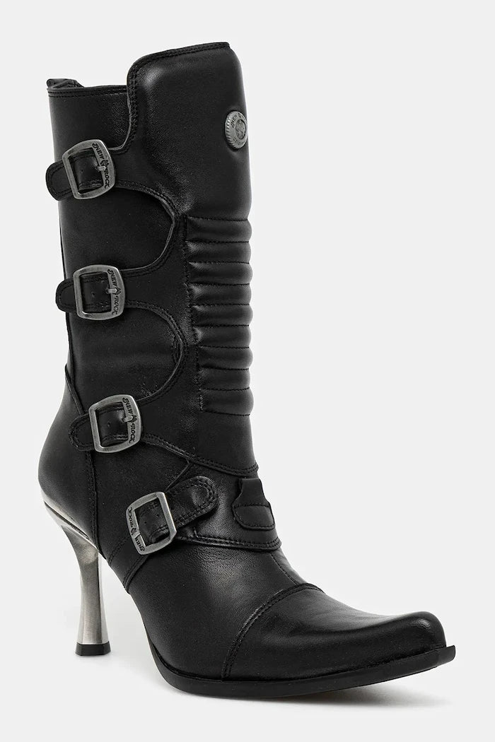 New Rock Crust Negro, Malicia Negro Tacon Caribe Acero Deri Botlar