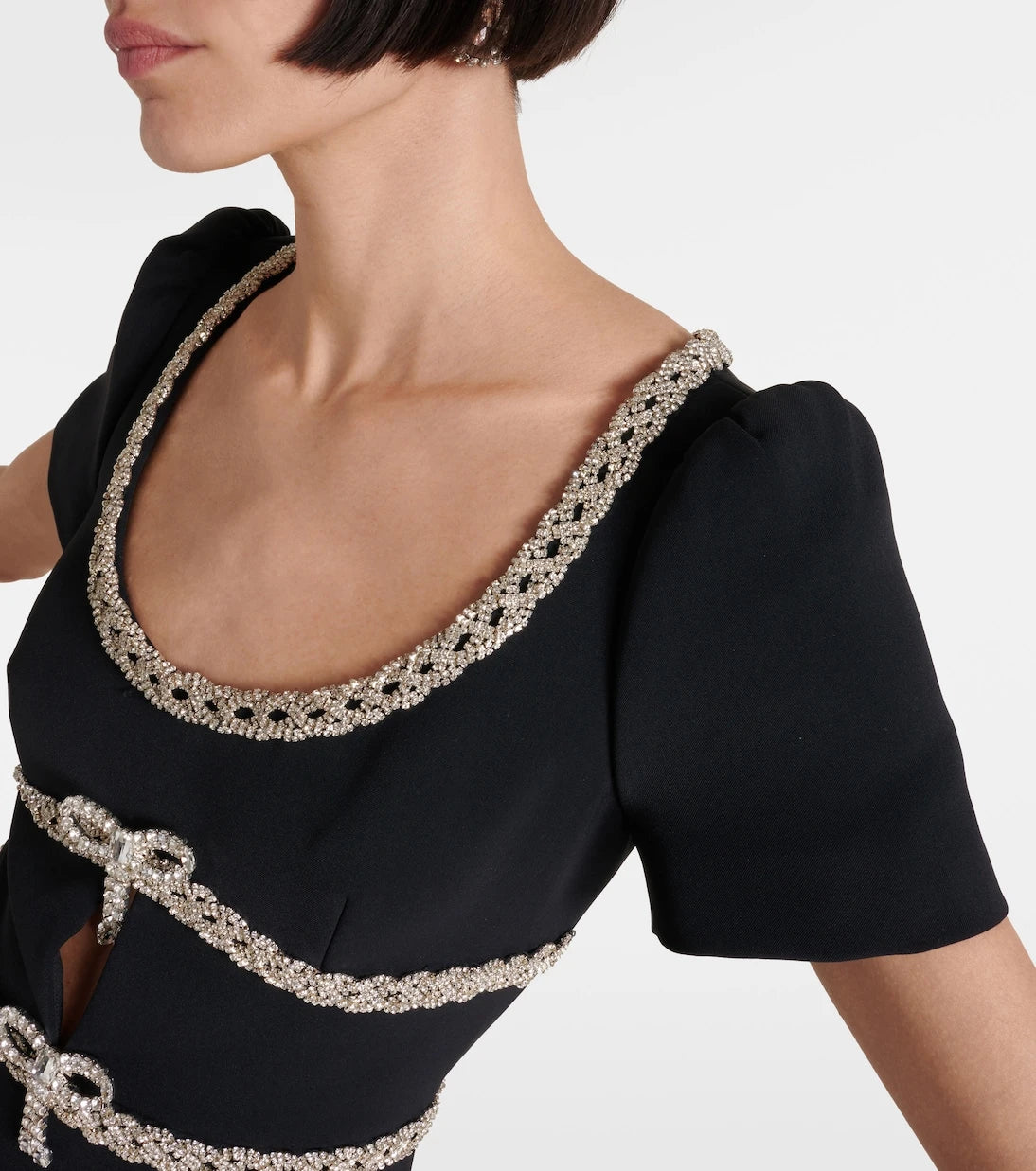Self-Portrait - Crystal-embellished crêpe midi dress