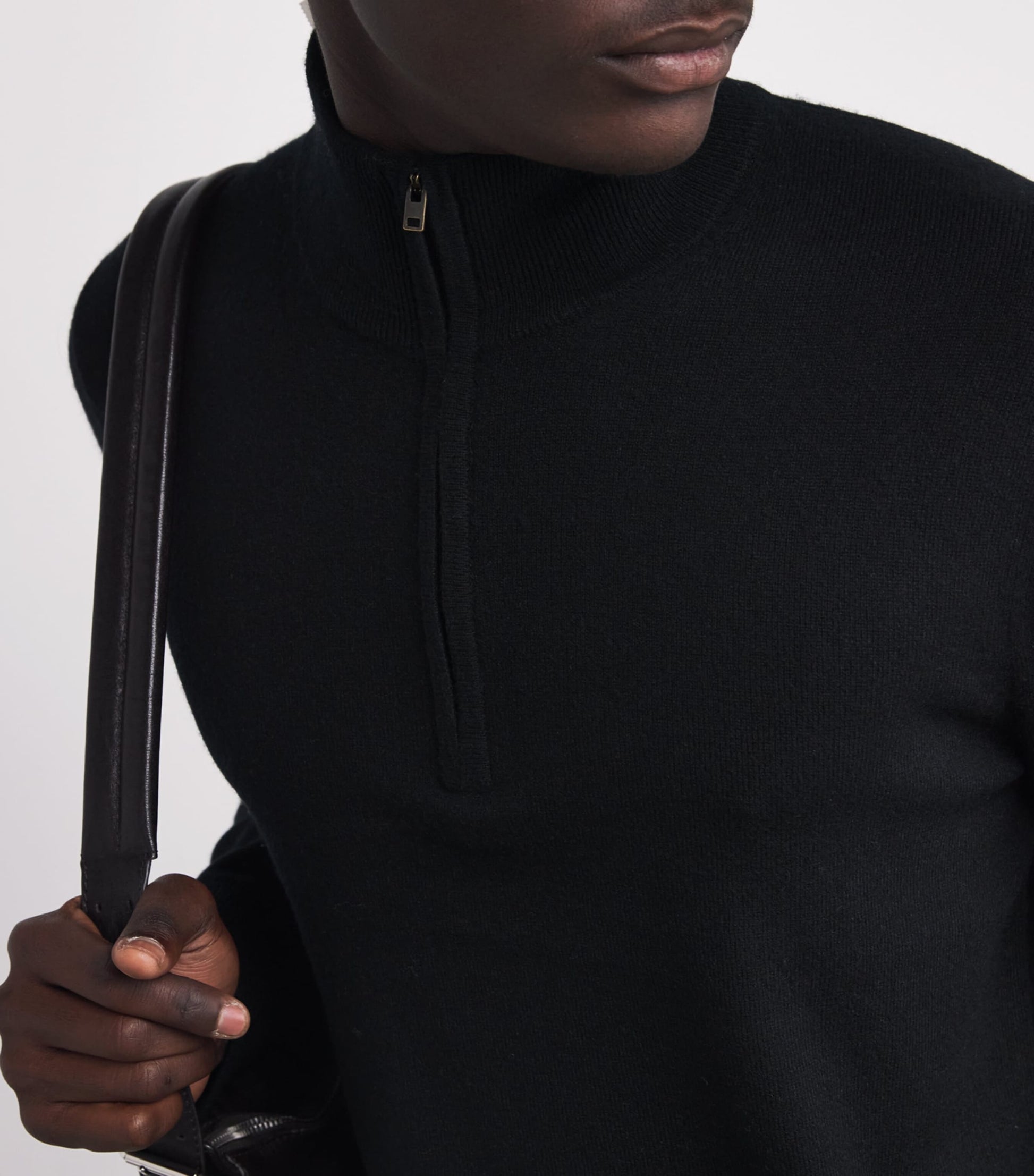 Black Cashmere Quarter-Zip Sweater