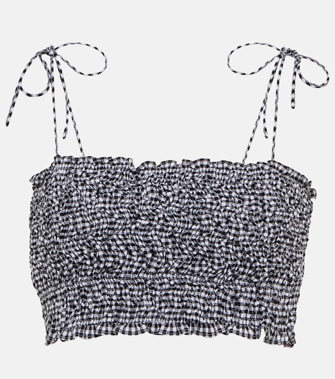 Miu Miu - Shirred gingham cotton crop top
