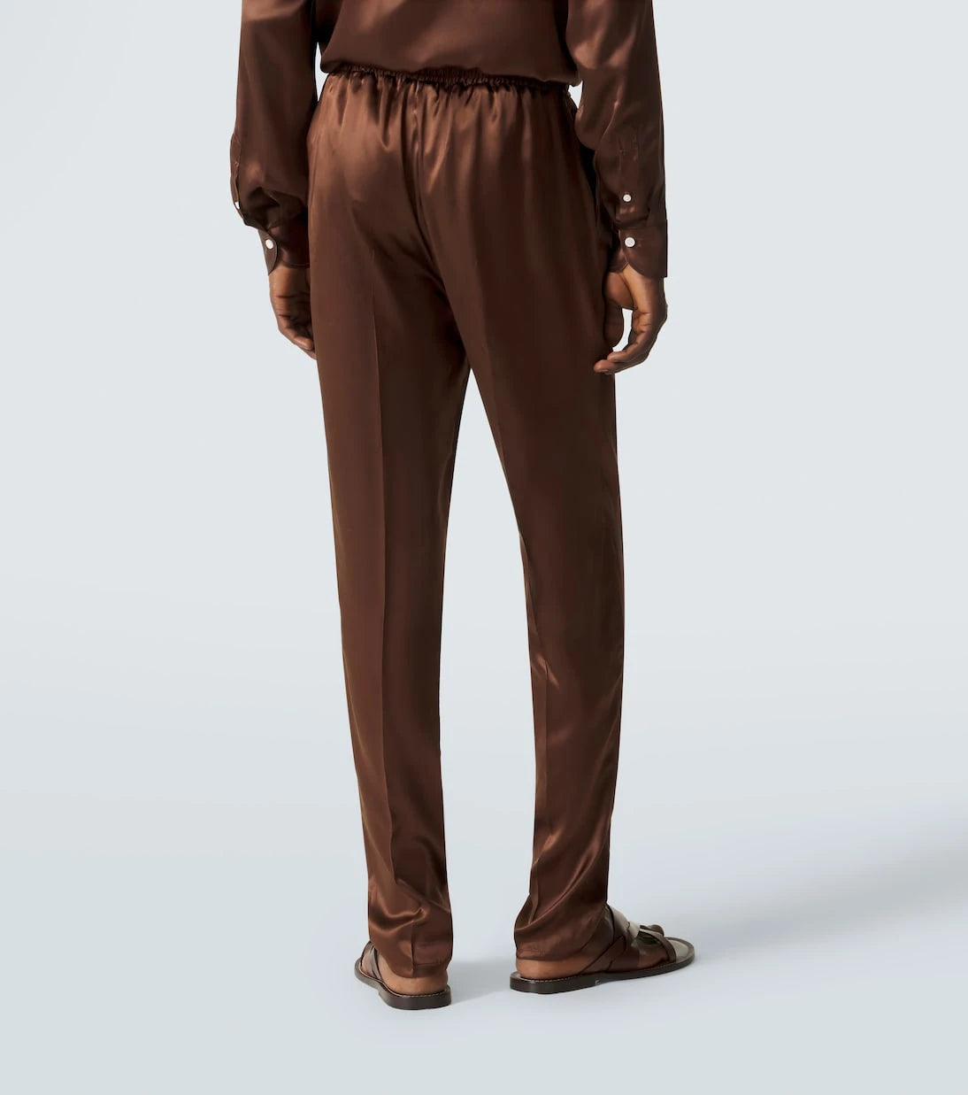 Rubinacci - Reversible silk straight pants