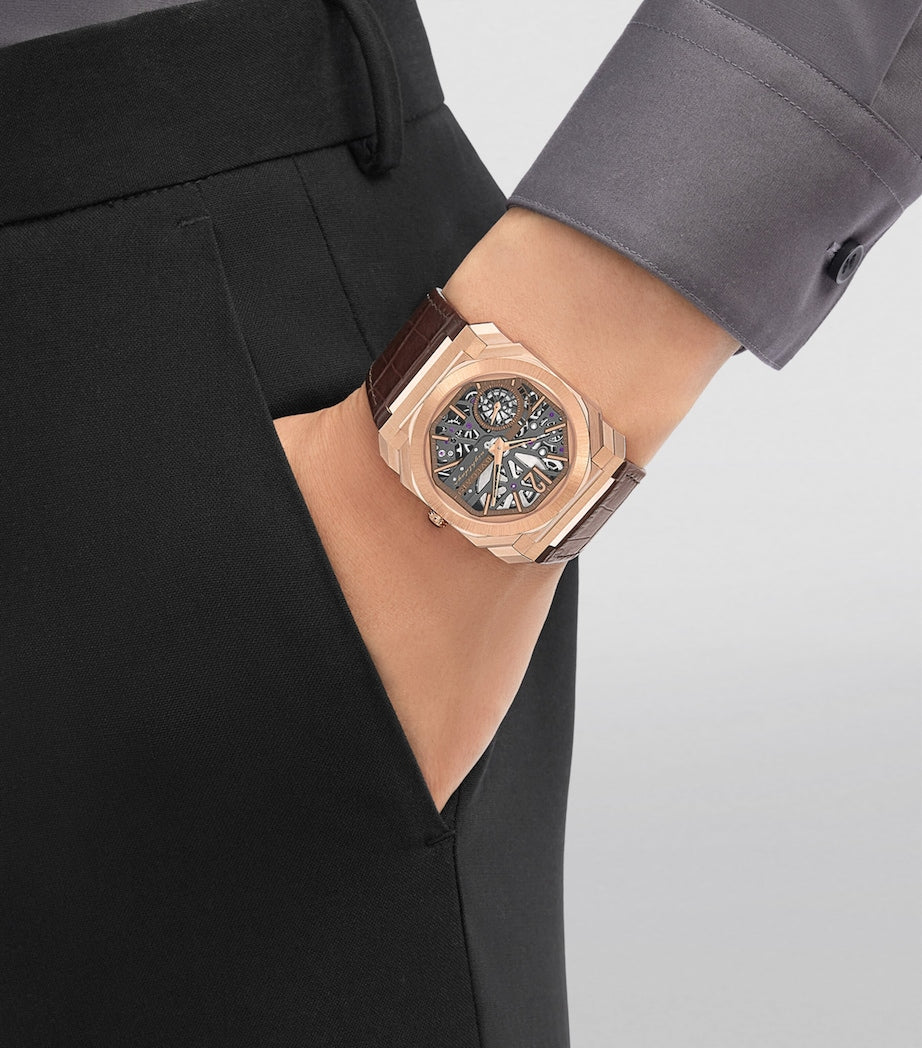 Rose Gold Octo Finissimo Skeleton 8 Days Watch 40mm