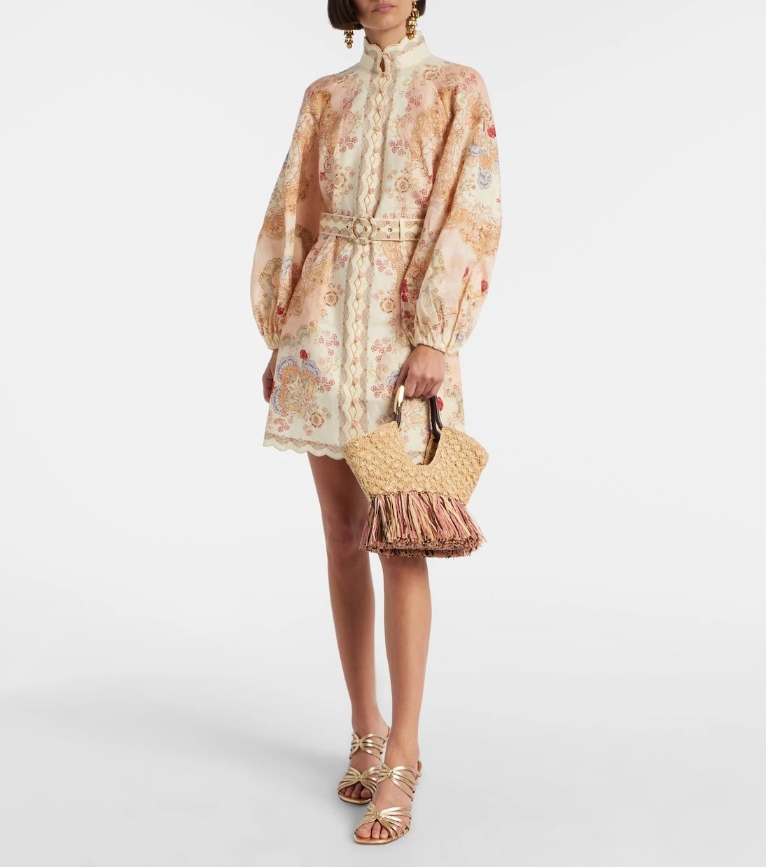Zimmermann - Goldentime Small raffia tote bag