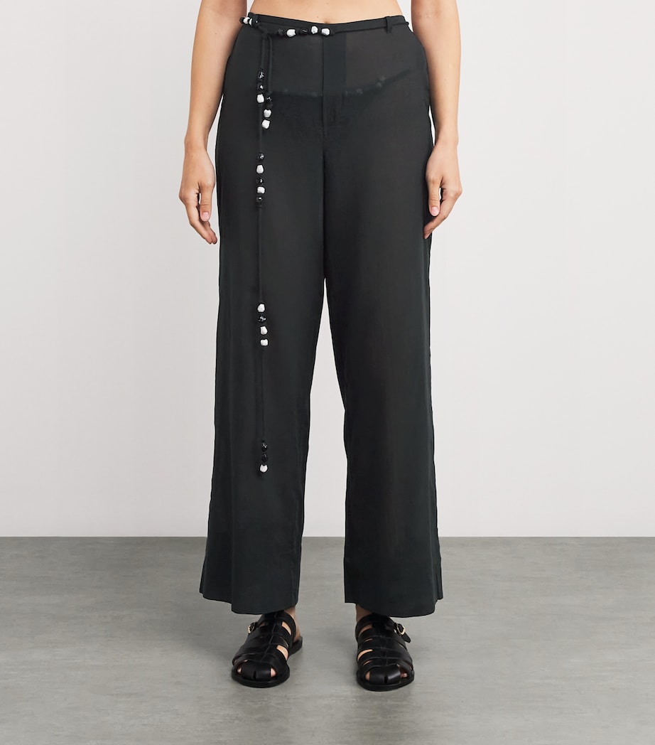 Black Cotton Wide-Leg Azura Trousers
