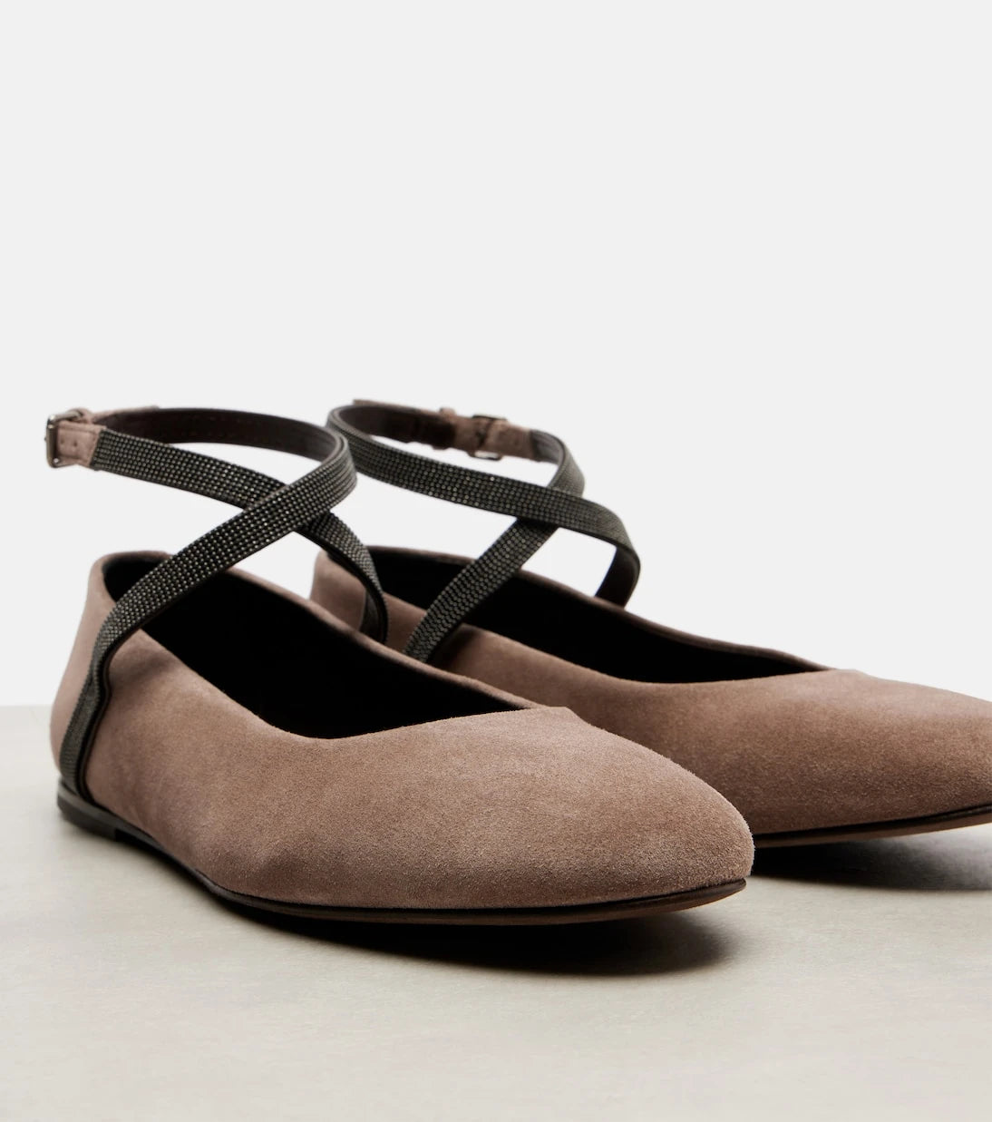 Brunello Cucinelli - Monili suede ballerina flats
