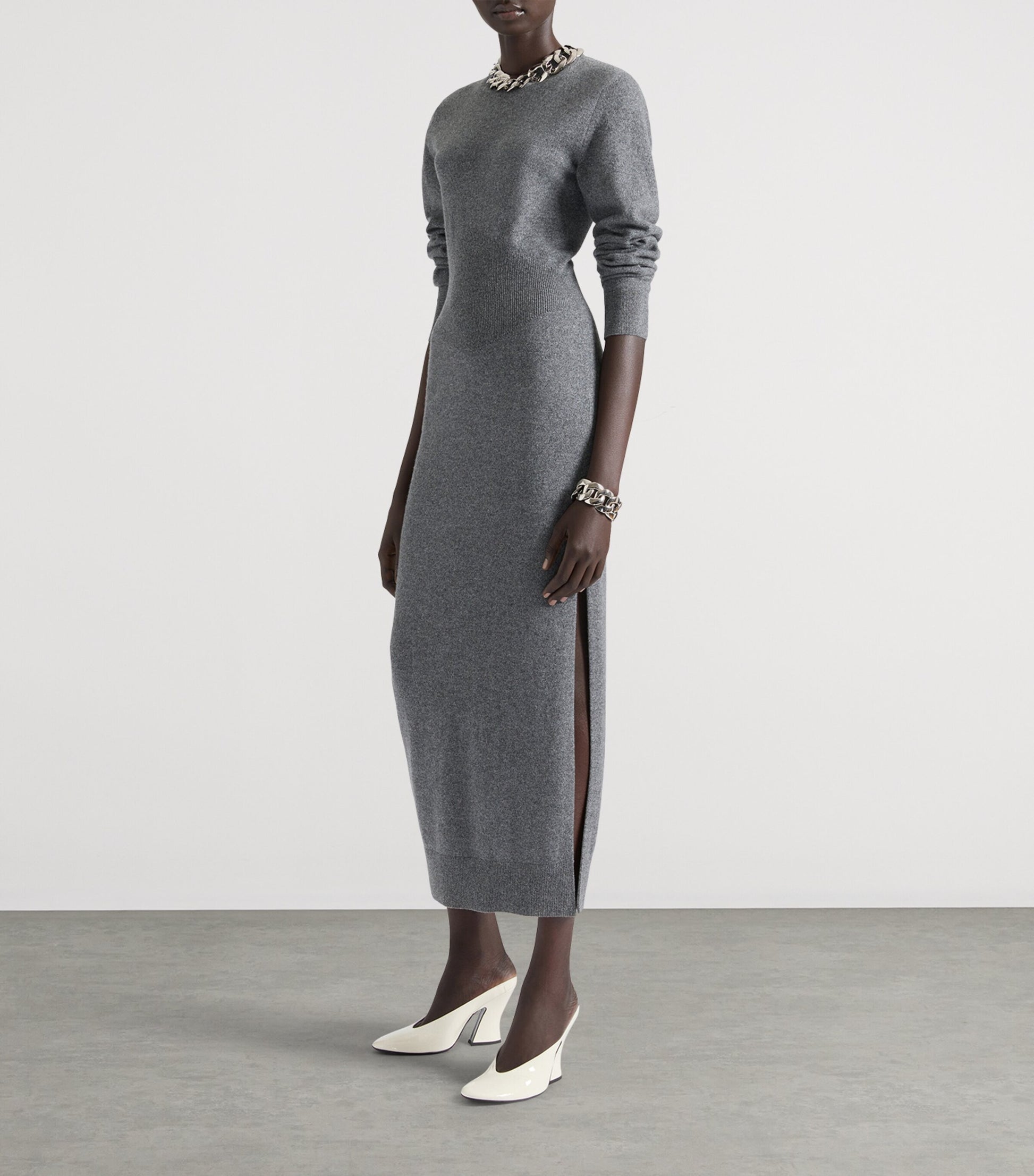 Givenchy Grey Cashmere Open Back Midi Dress