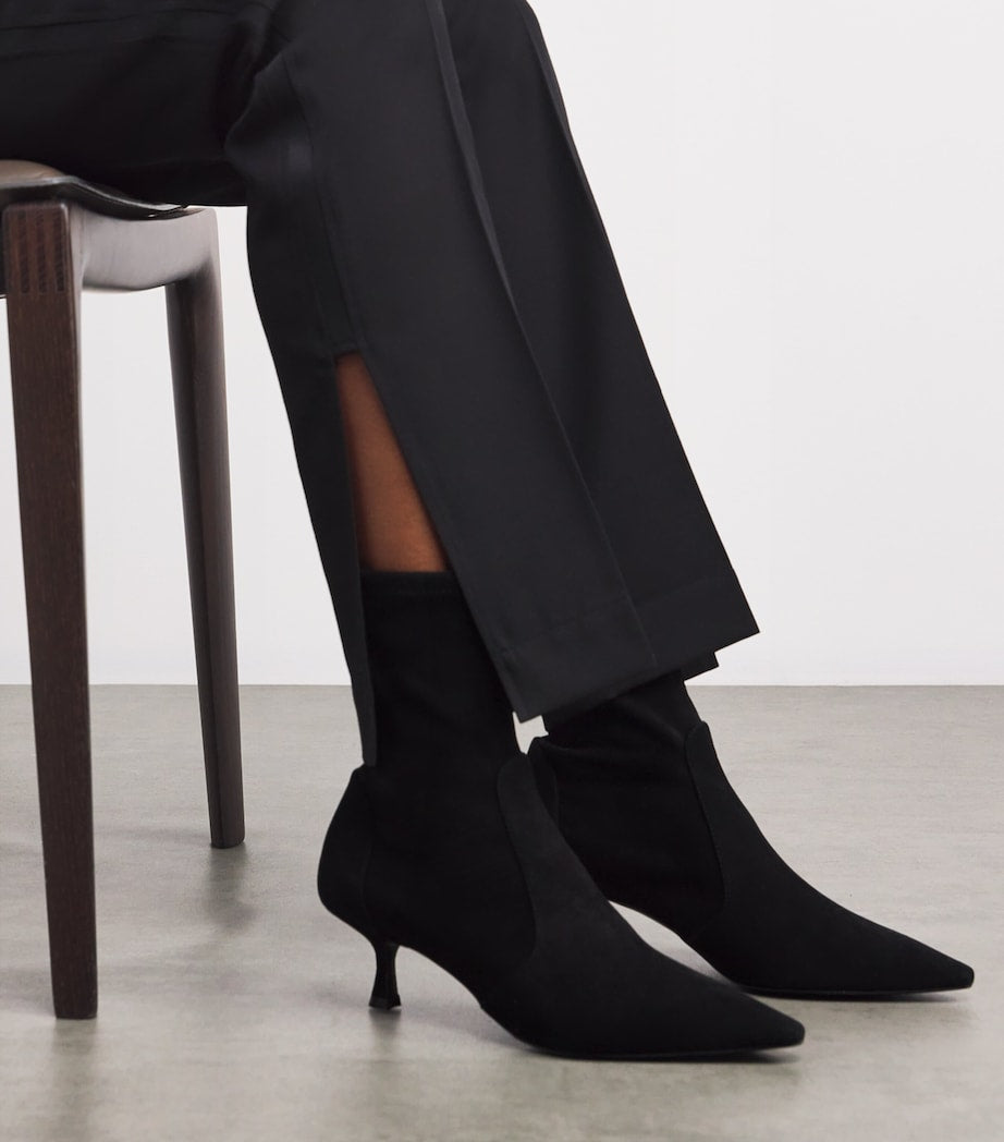 Stuart Weitzman Black Suede Naomi Ankle Boots 50