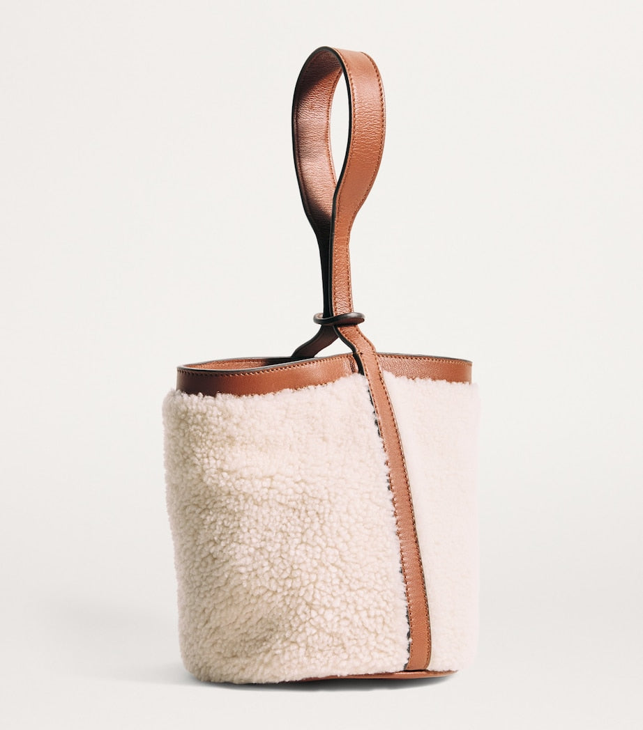 Multi Shearling-Leather Bucket Bag