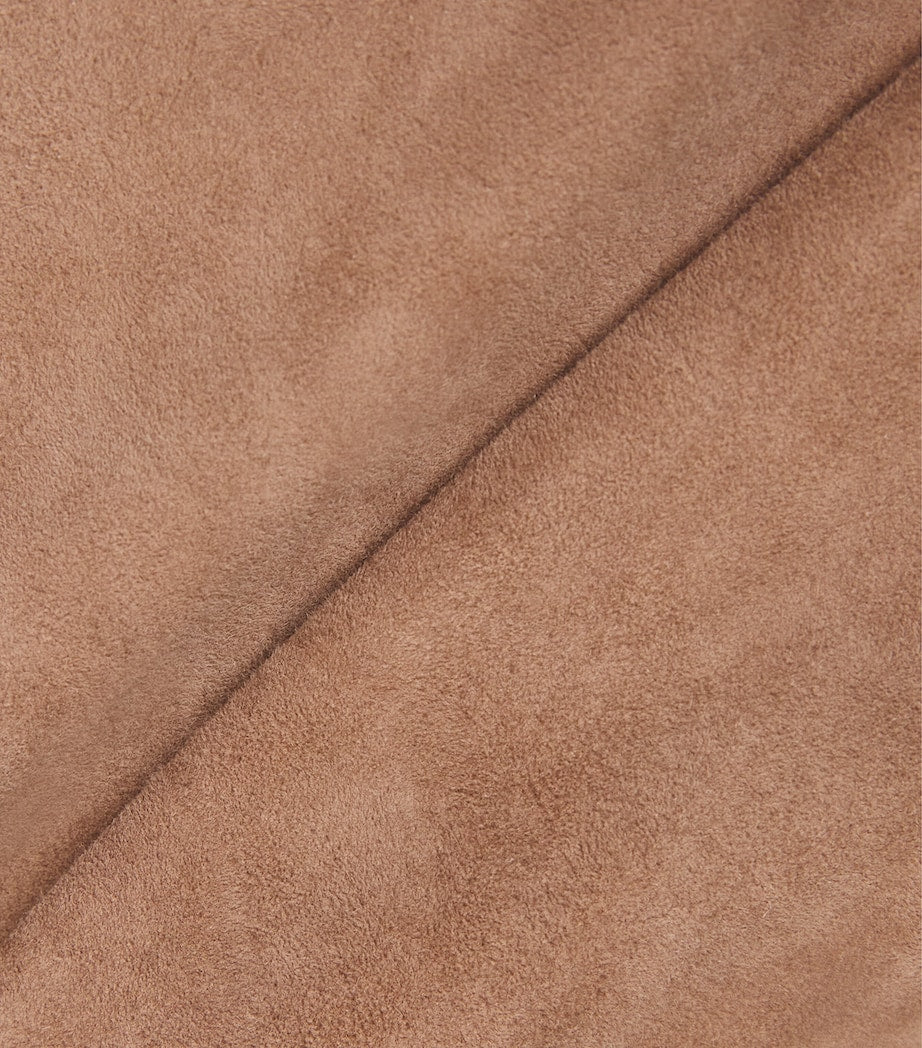 Brown Suede Lambskin Wide-Leg Trousers