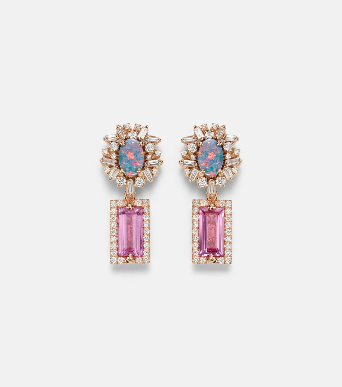 Suzanne Kalan - 18kt rose gold drop earrings with gemstones