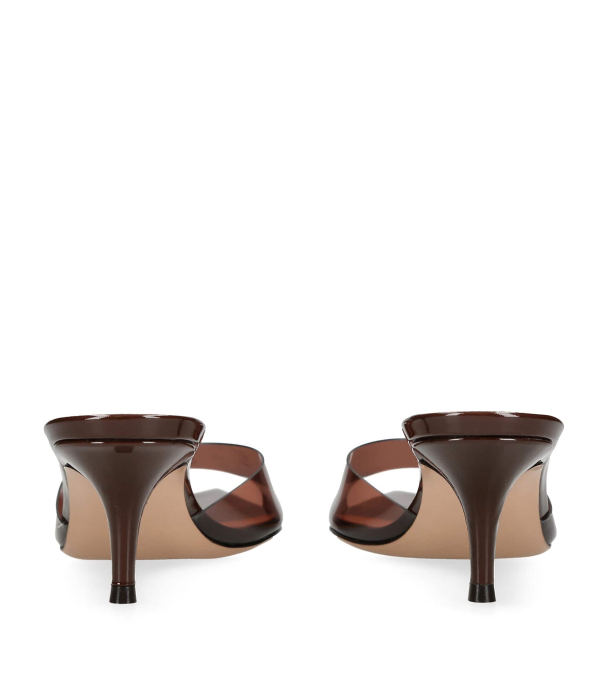 Gianvito Rossi Brown Glass Vernice Heeled Mules 55