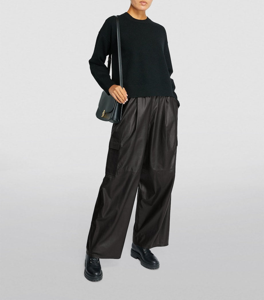 Leather Wide-Leg Trousers
