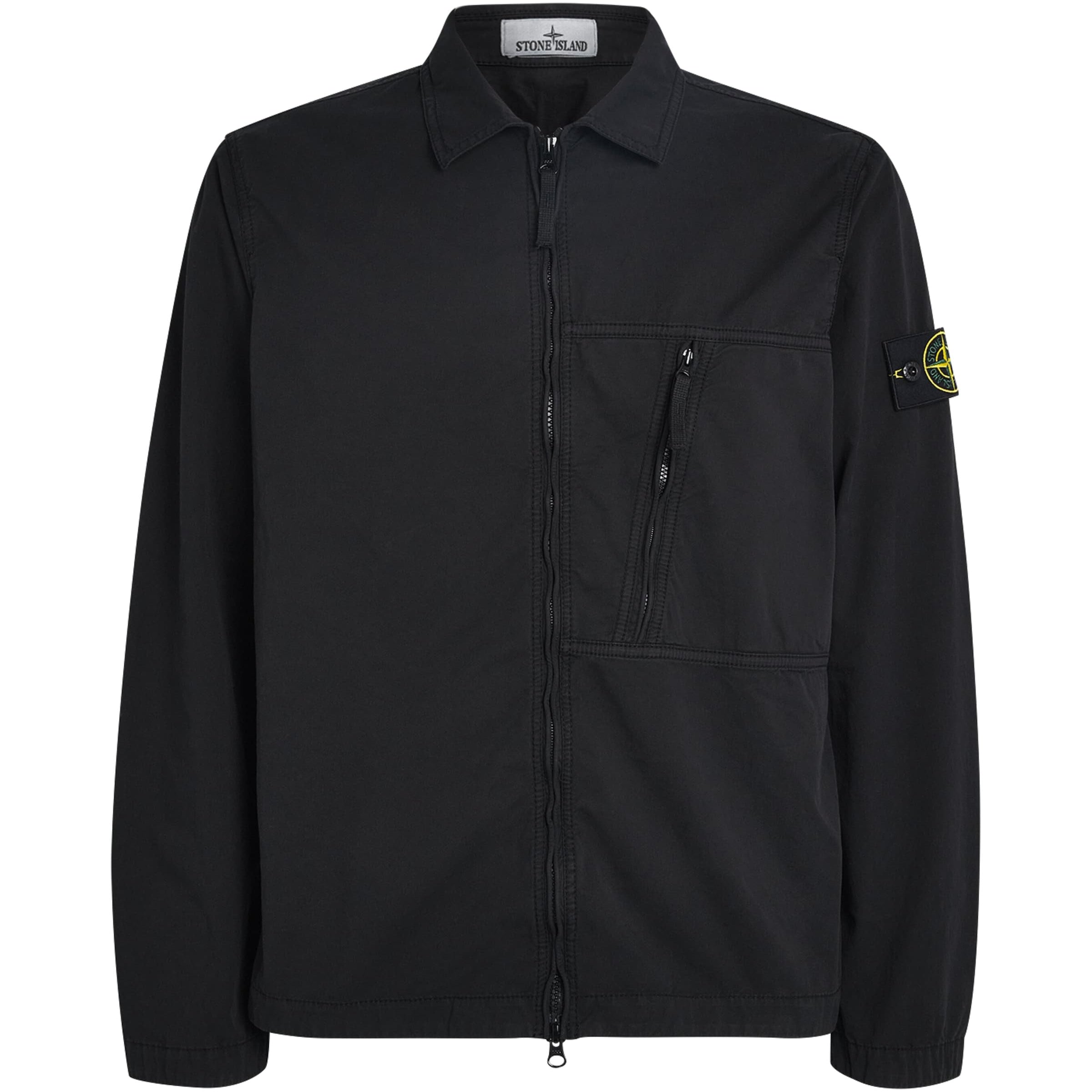 Stone Island Black Stretch-Supima Cotton Twill Overshirt