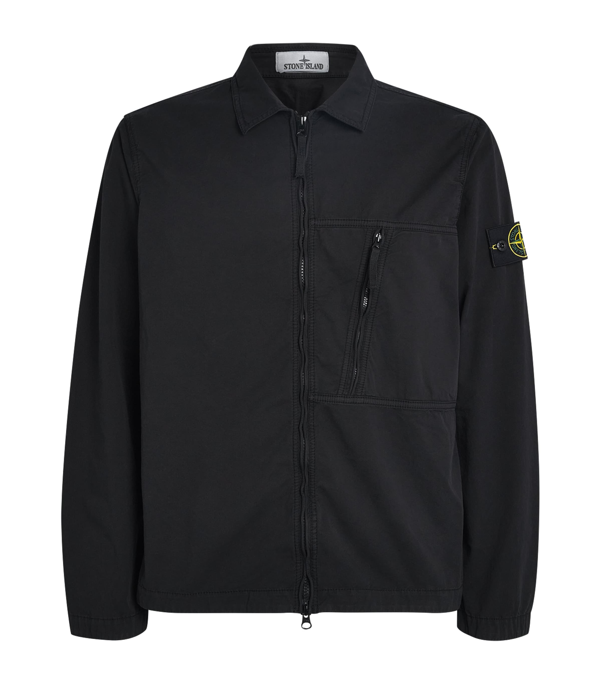Stone Island Black Stretch-Supima Cotton Twill Overshirt