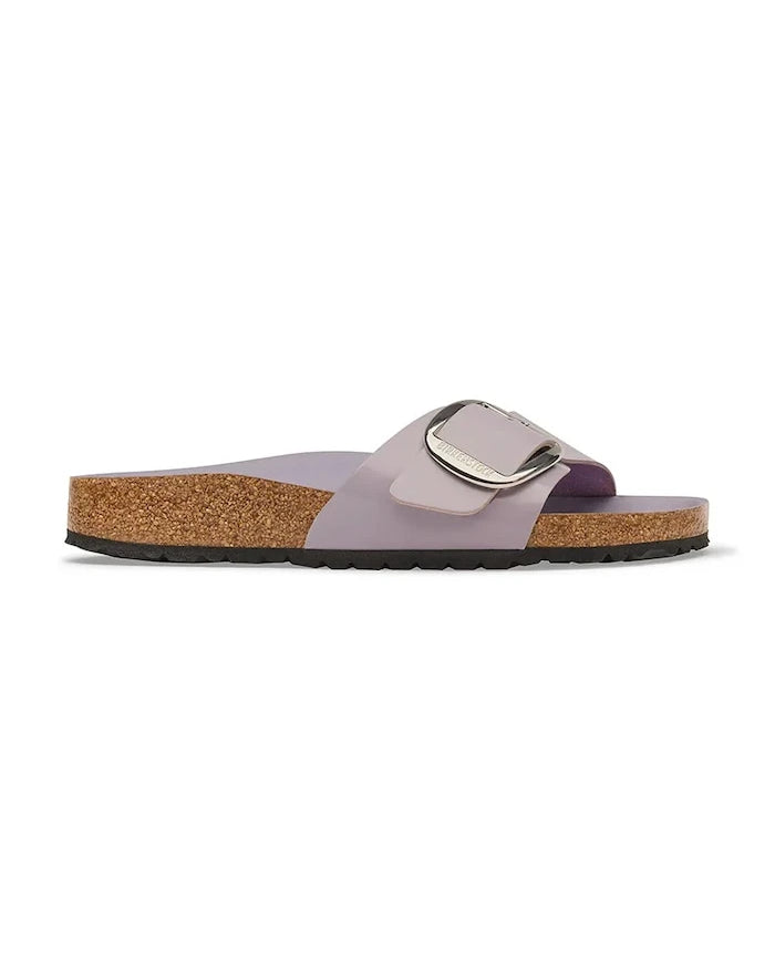Birkenstock Kadın Deri Terlik Madrid Big Buckle Natural Leather Patent