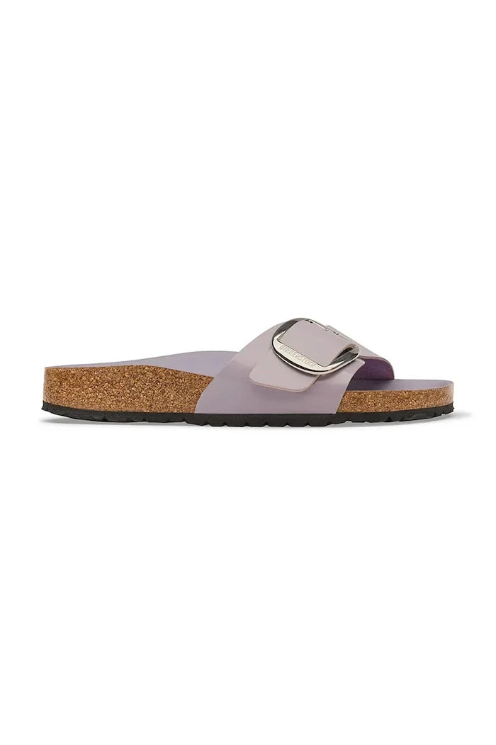 Birkenstock Kadın Deri Terlik Madrid Big Buckle Natural Leather Patent