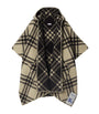 Burberry Beige Wool Reversible Check Hooded Cape