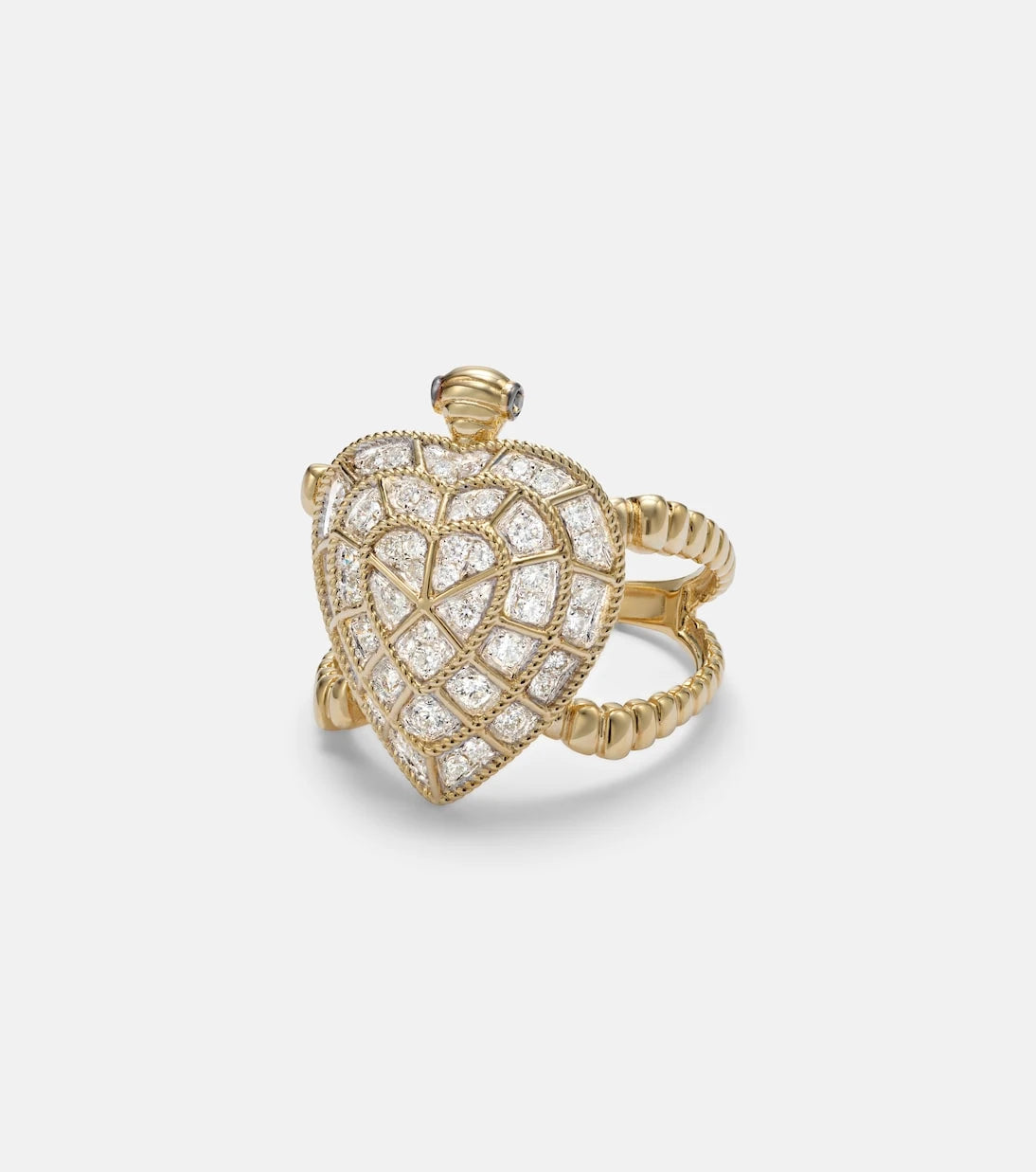 Yvonne Léon - Tortue Coeur 9kt gold ring with diamonds