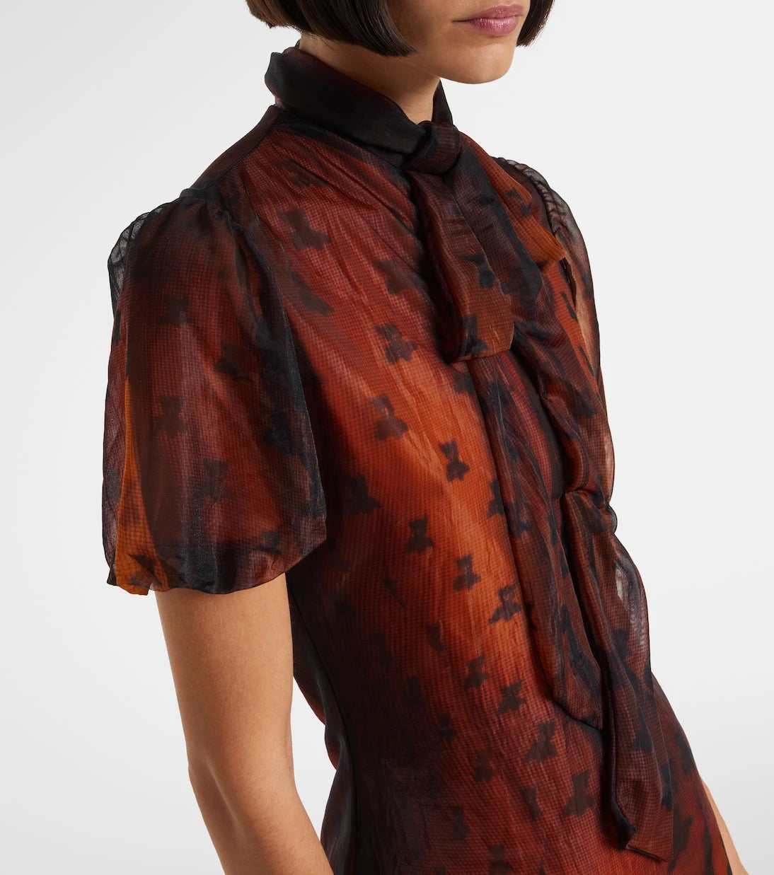 Acne Studios - Bow-detail printed sheer midi dress
