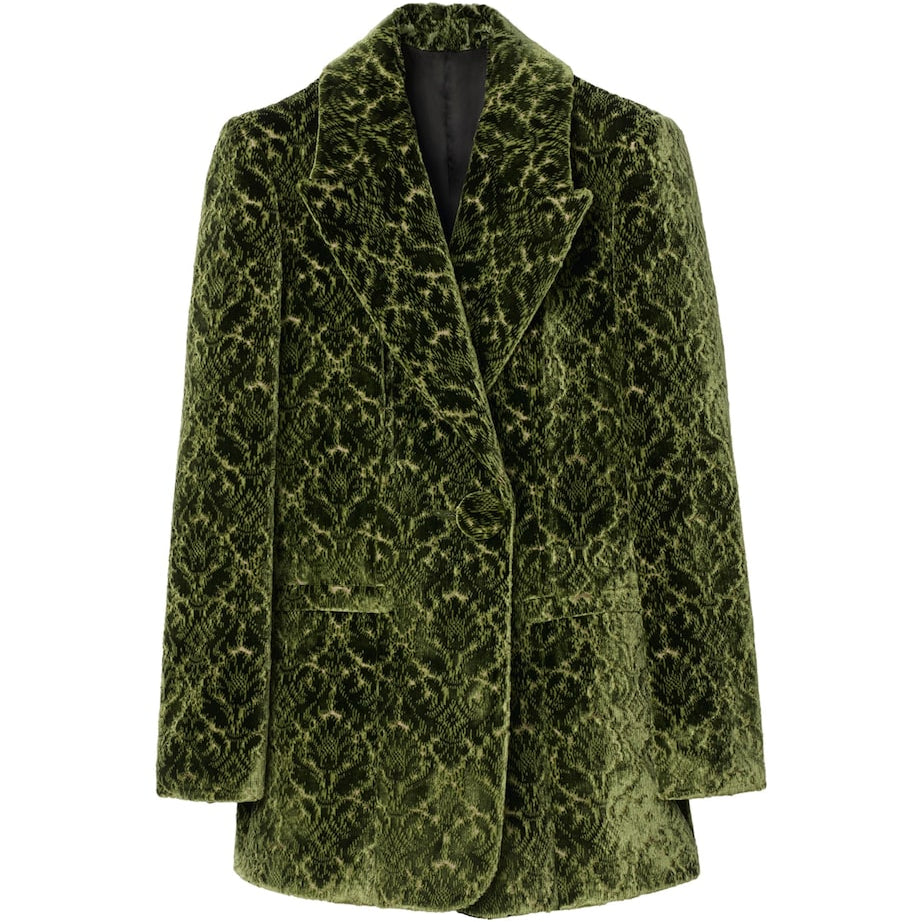 Green Velvet Damask Baroque Blazer