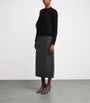 Lafayette 148 Black Wool-Cashmere Midi Skirt