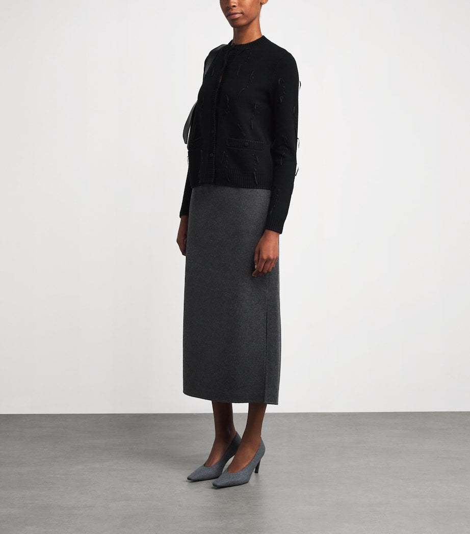Lafayette 148 Black Wool-Cashmere Midi Skirt