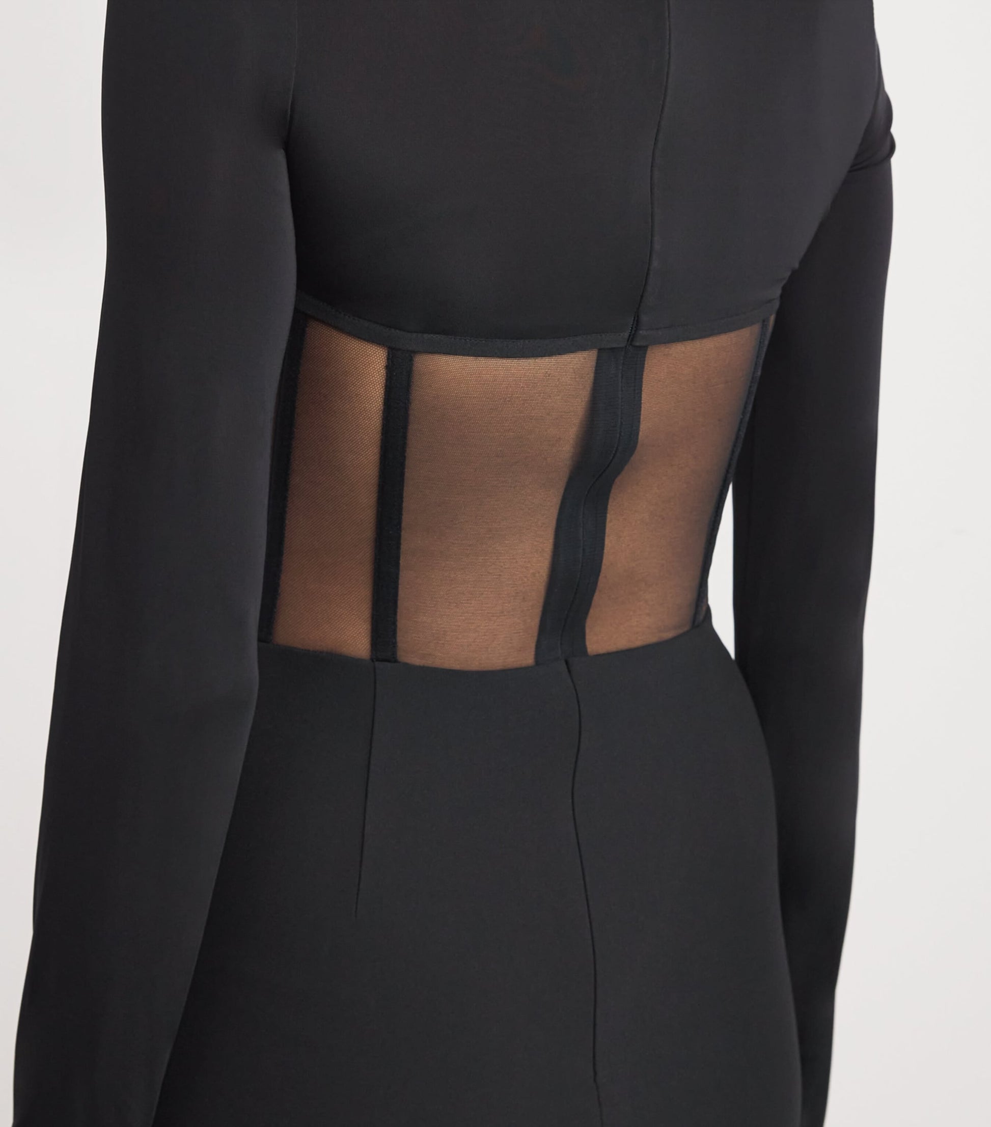 Nensi Dojaka Black Mesh Corseted Mini Dress