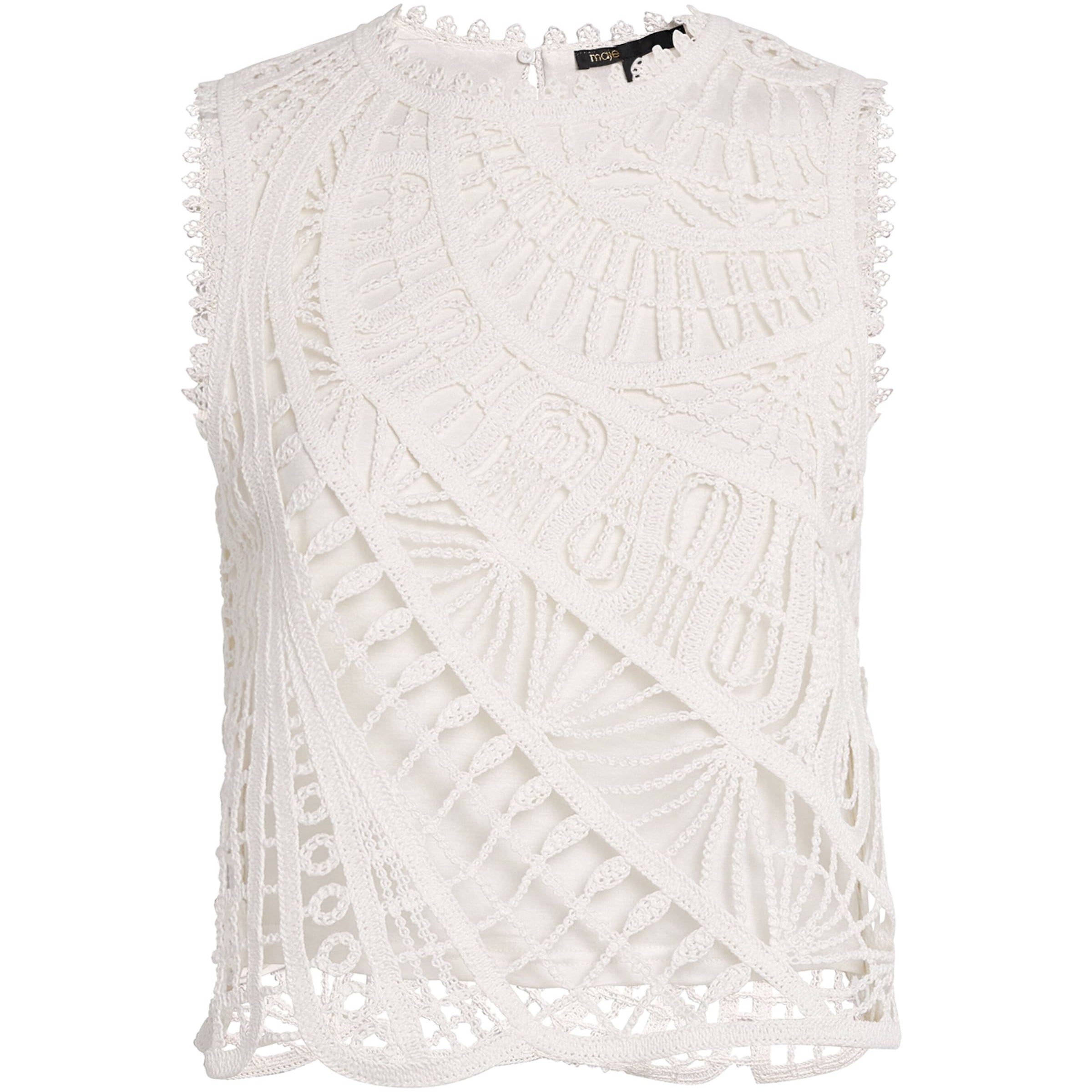 White Crochet Sleeveless Crop Top