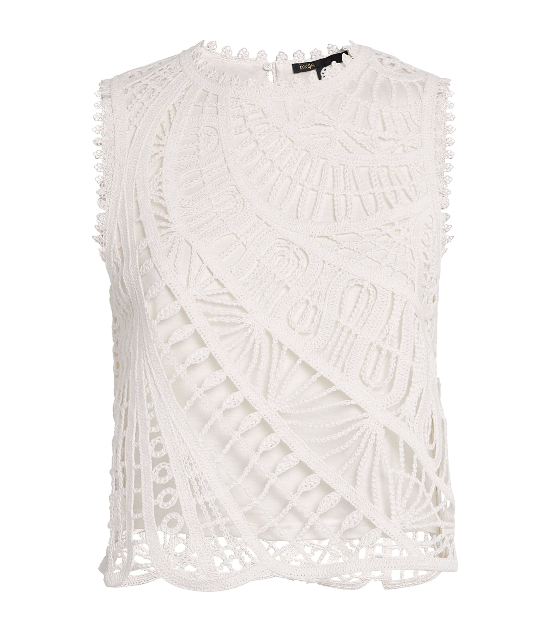 White Crochet Sleeveless Crop Top