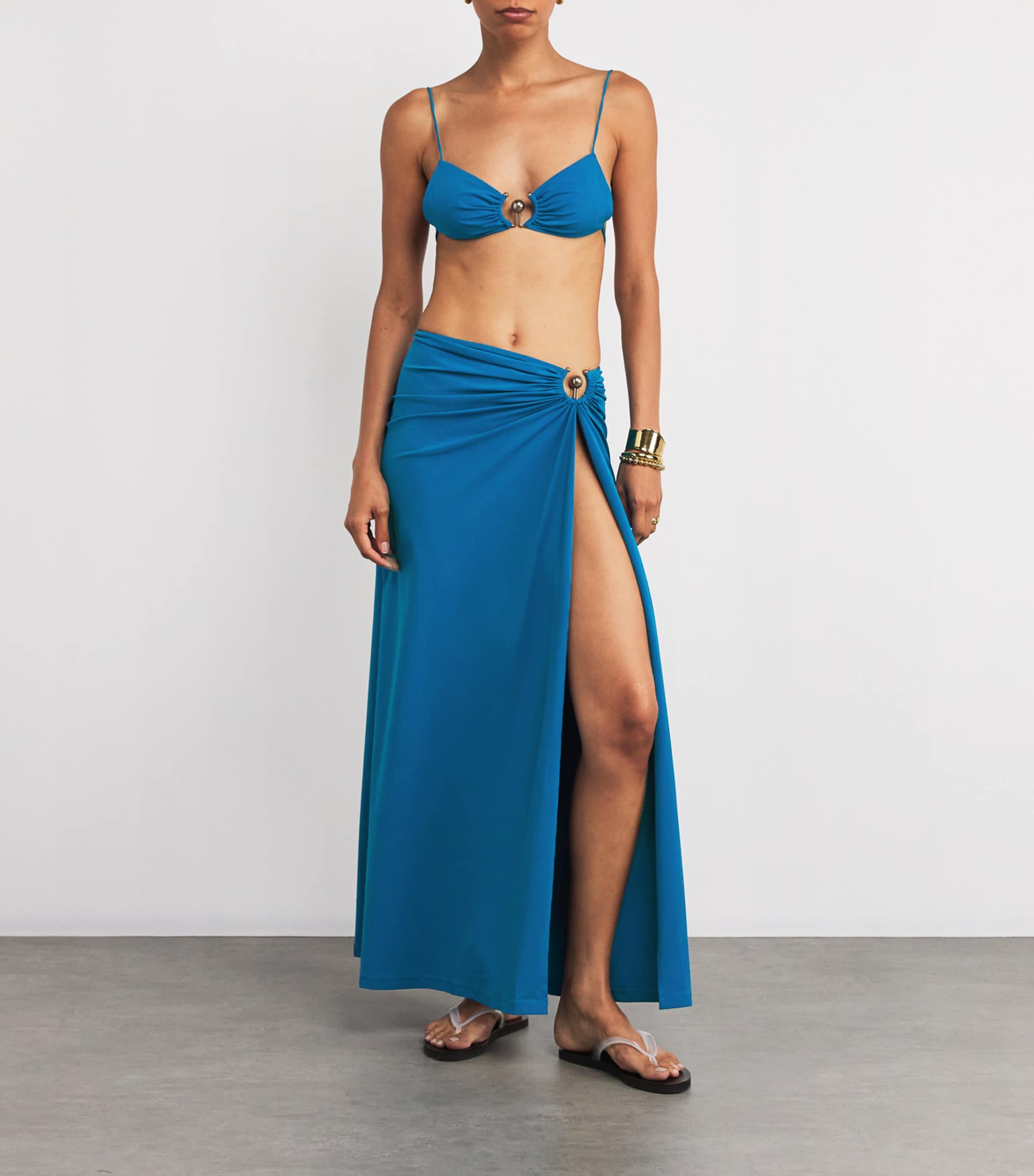 Blue Cut-Out Orbit Maxi Skirt