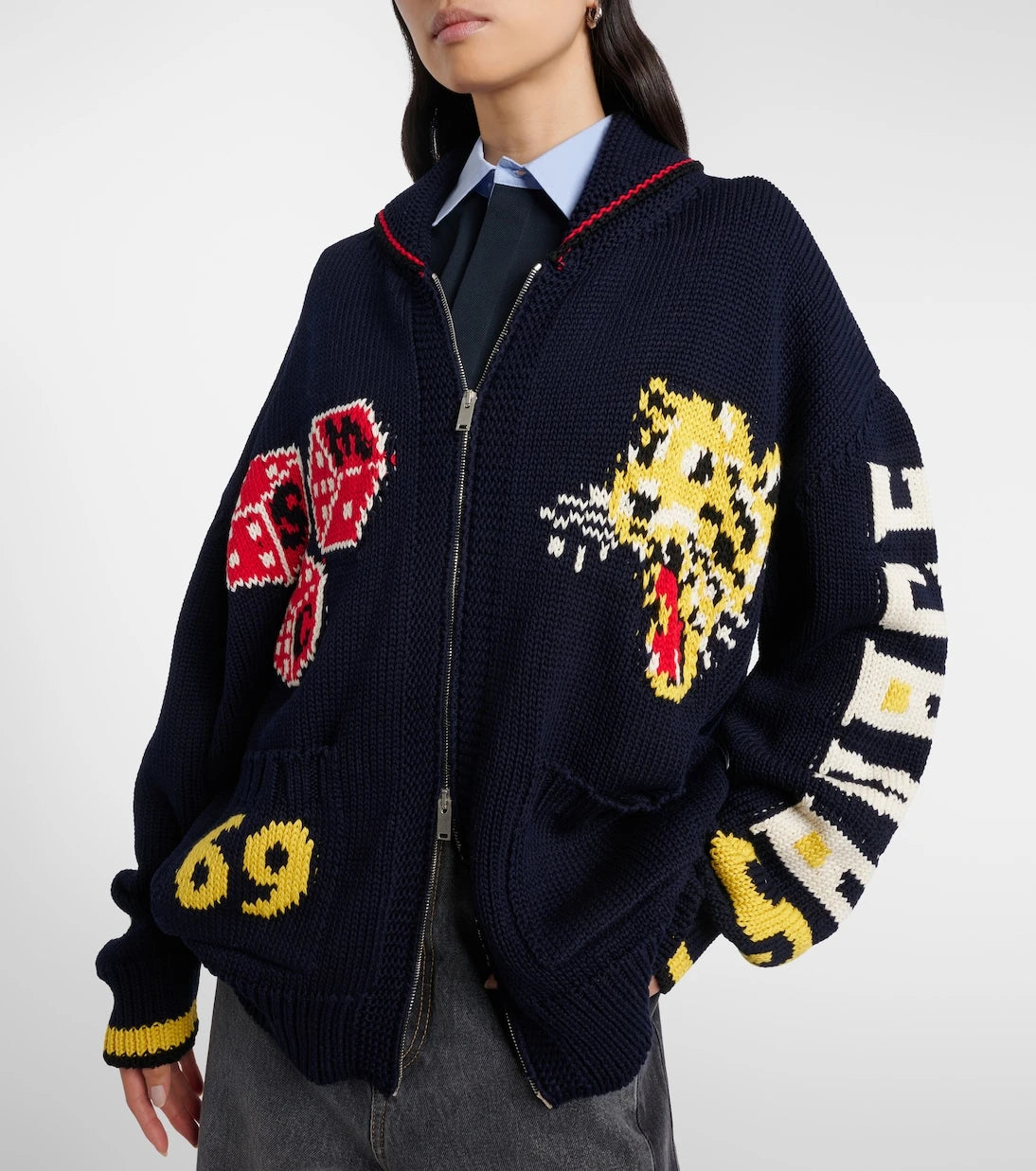 Stella McCartney - Intarsia cotton zip-up cardigan