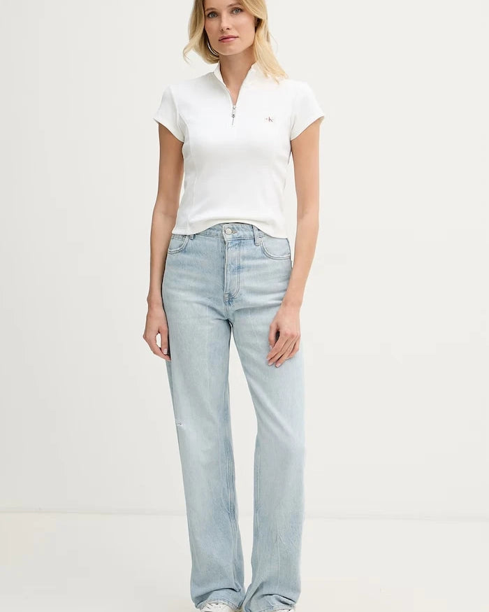 Calvin Klein Jeans kadın pamuklu elastan kısa top