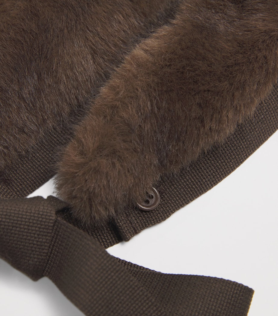 Brown Faux Fur Hood Trim