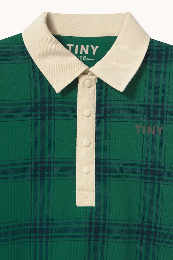 Çocuklar için pamuklu GREEN CHECK POLO SWEATSHIRT