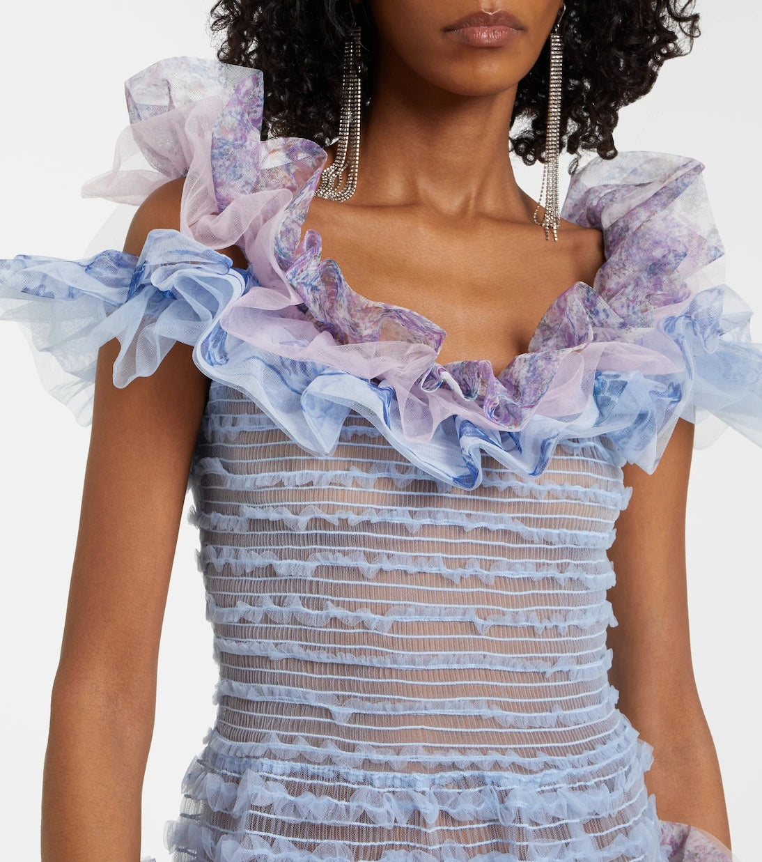 Susan Fang - Ruffled tulle midi dress