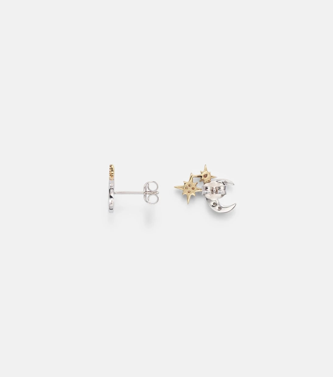 Sydney Evan - Moon 14kt gold earrings with diamonds
