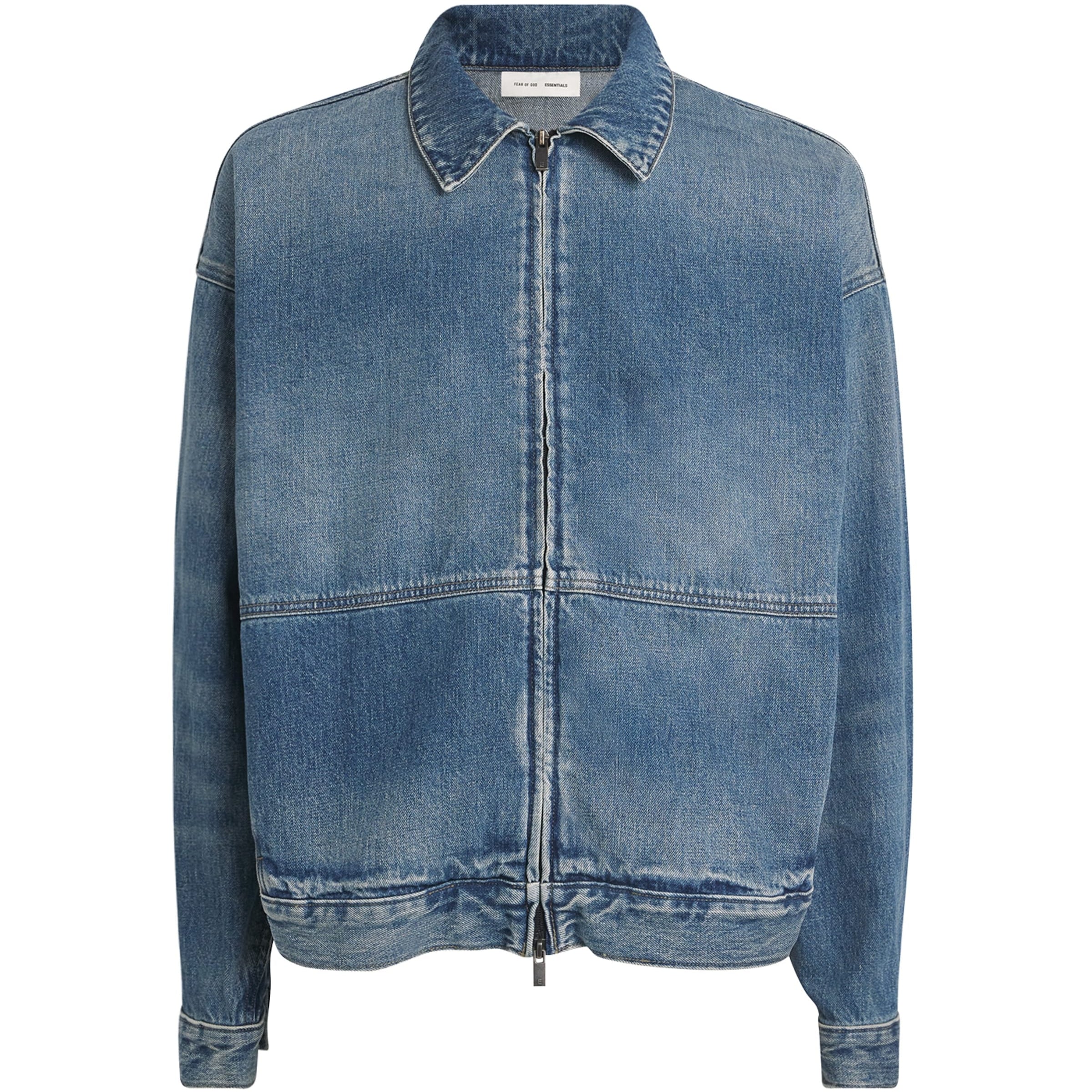 FEAR OF GOD ESSENTIALS Blue Denim Zip-Up Jacket