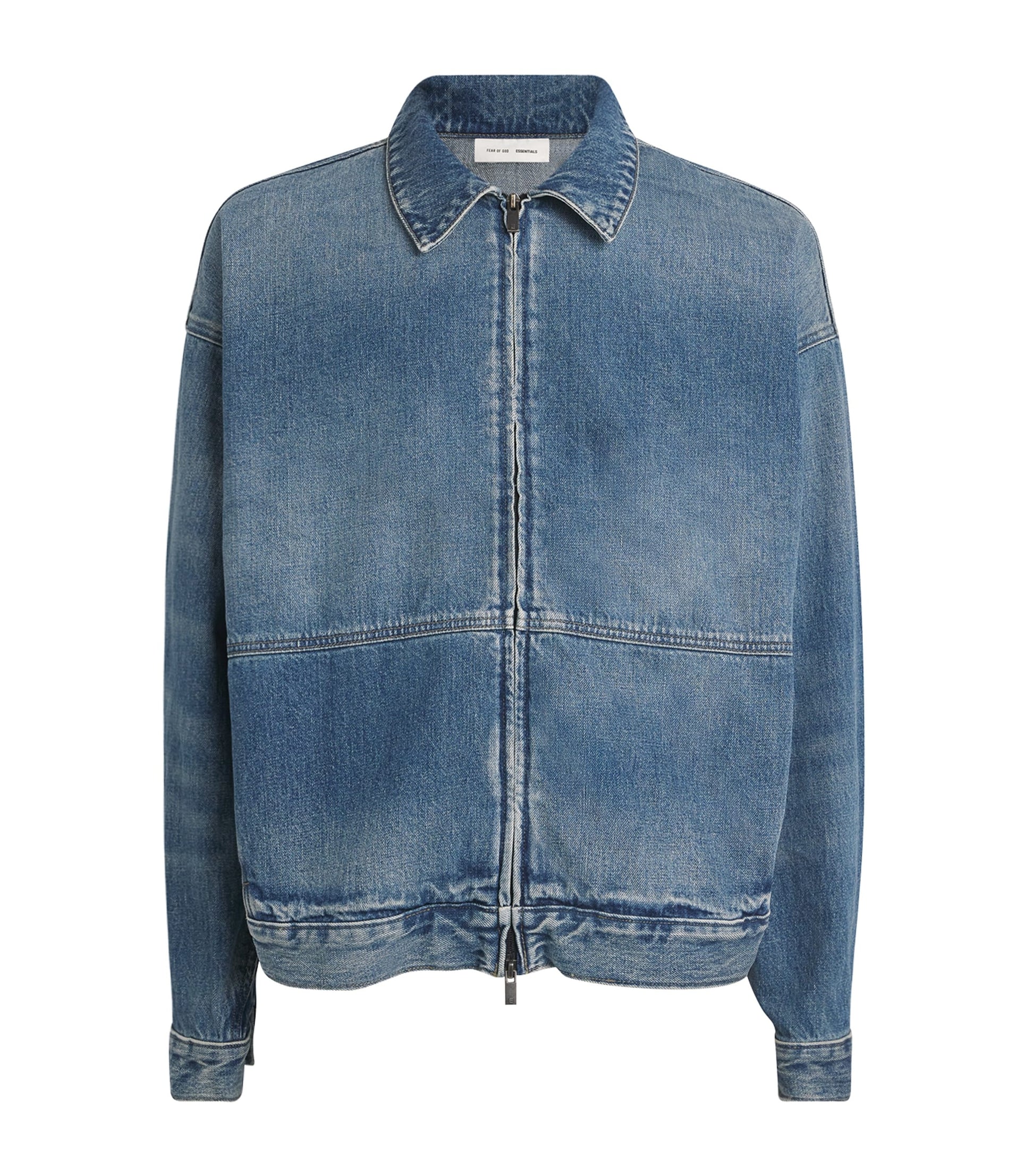 FEAR OF GOD ESSENTIALS Blue Denim Zip-Up Jacket