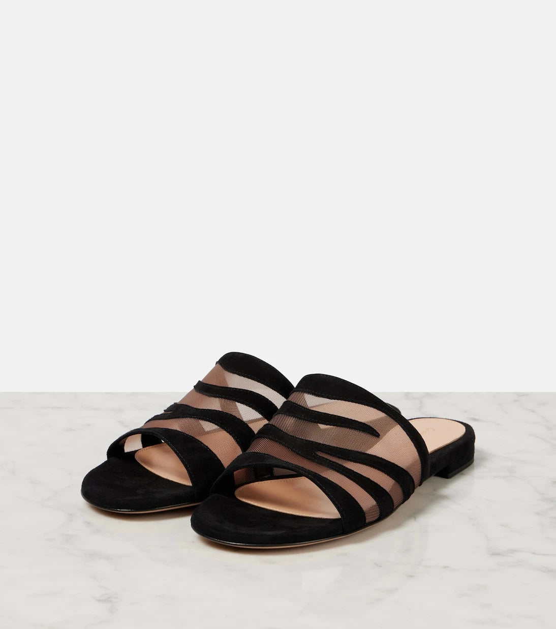 Gianvito Rossi - Tigra suede and mesh slides