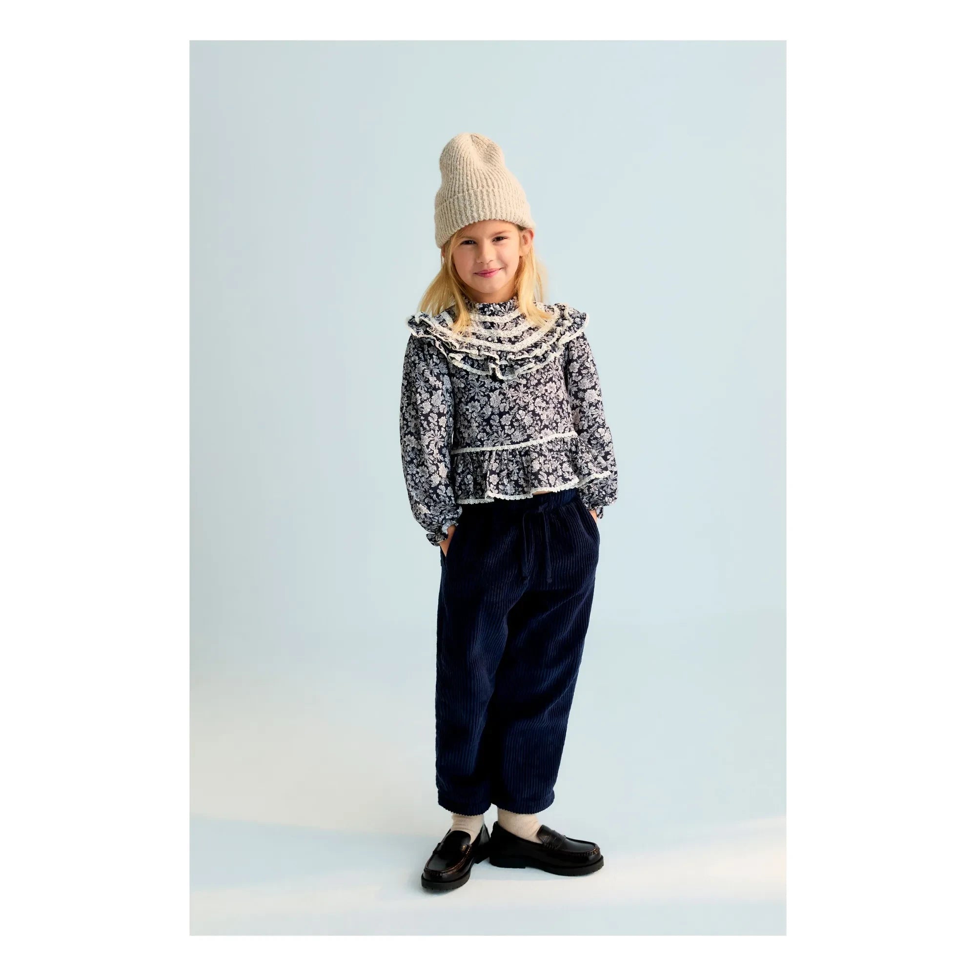the new society - Lilth Blouse Double Cotton Gauze Floral | Navy blue