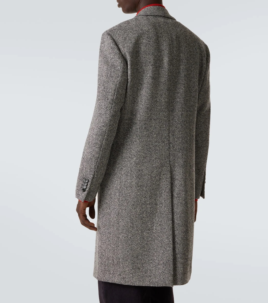 Lardini - Herringbone virgin wool tweed overcoat
