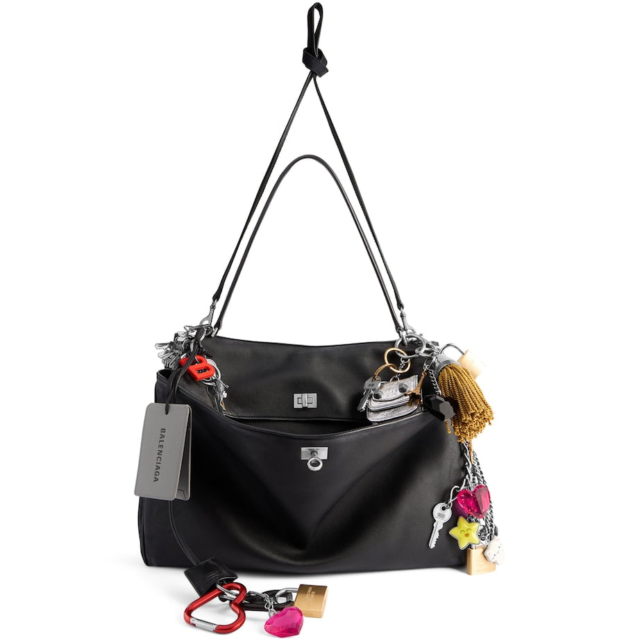 Balenciaga Black Leather Rodeo Shoulder Bag