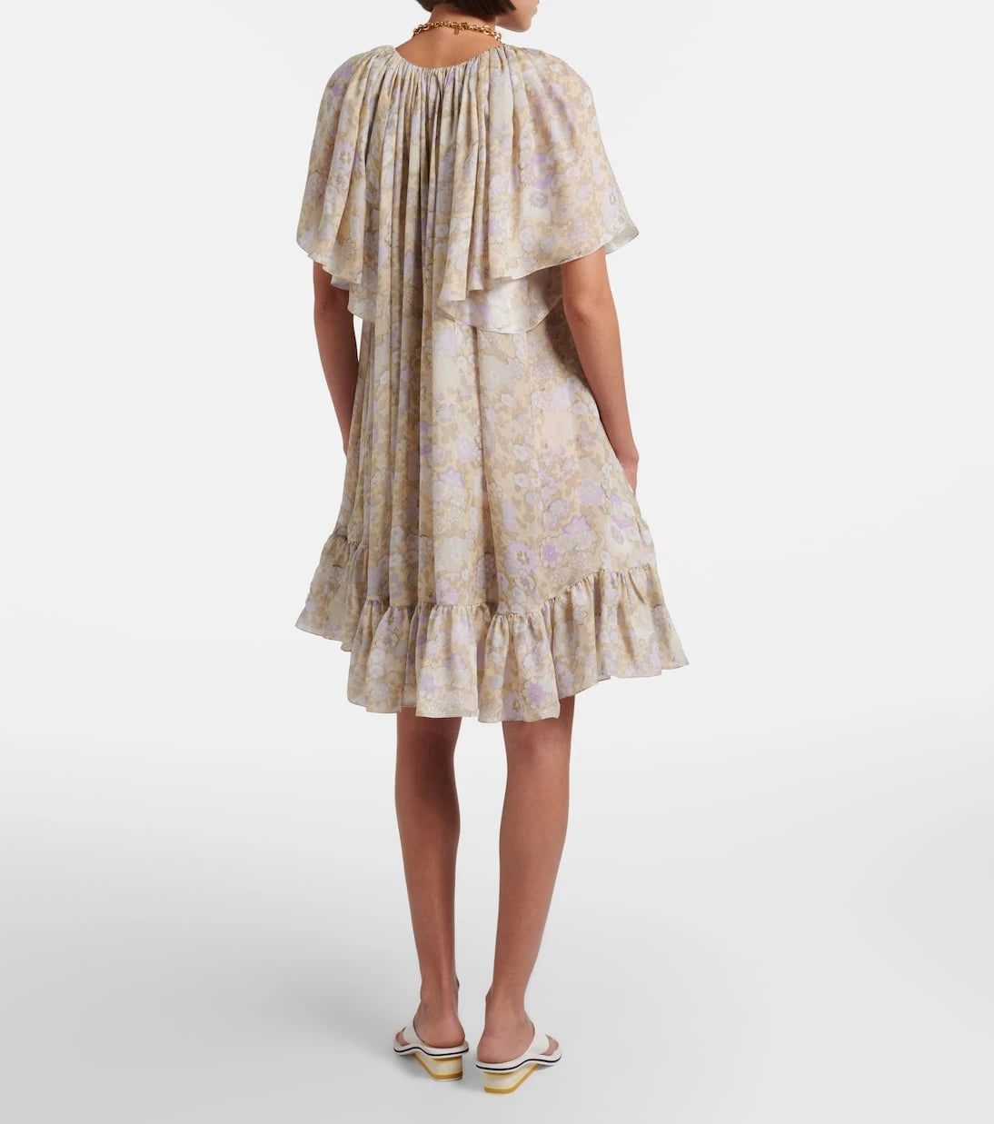 Chloé - Floral ruffled silk charmeuse minidress